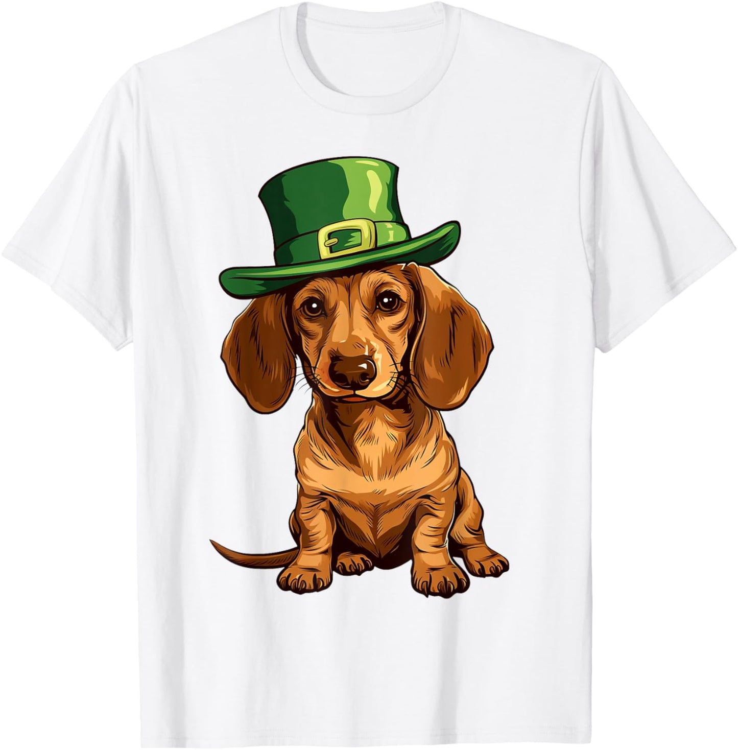 Saint Patricks Day Dachshund Dog Shamrock Hat Gifts Women T-Shirt - T-Shirt | White