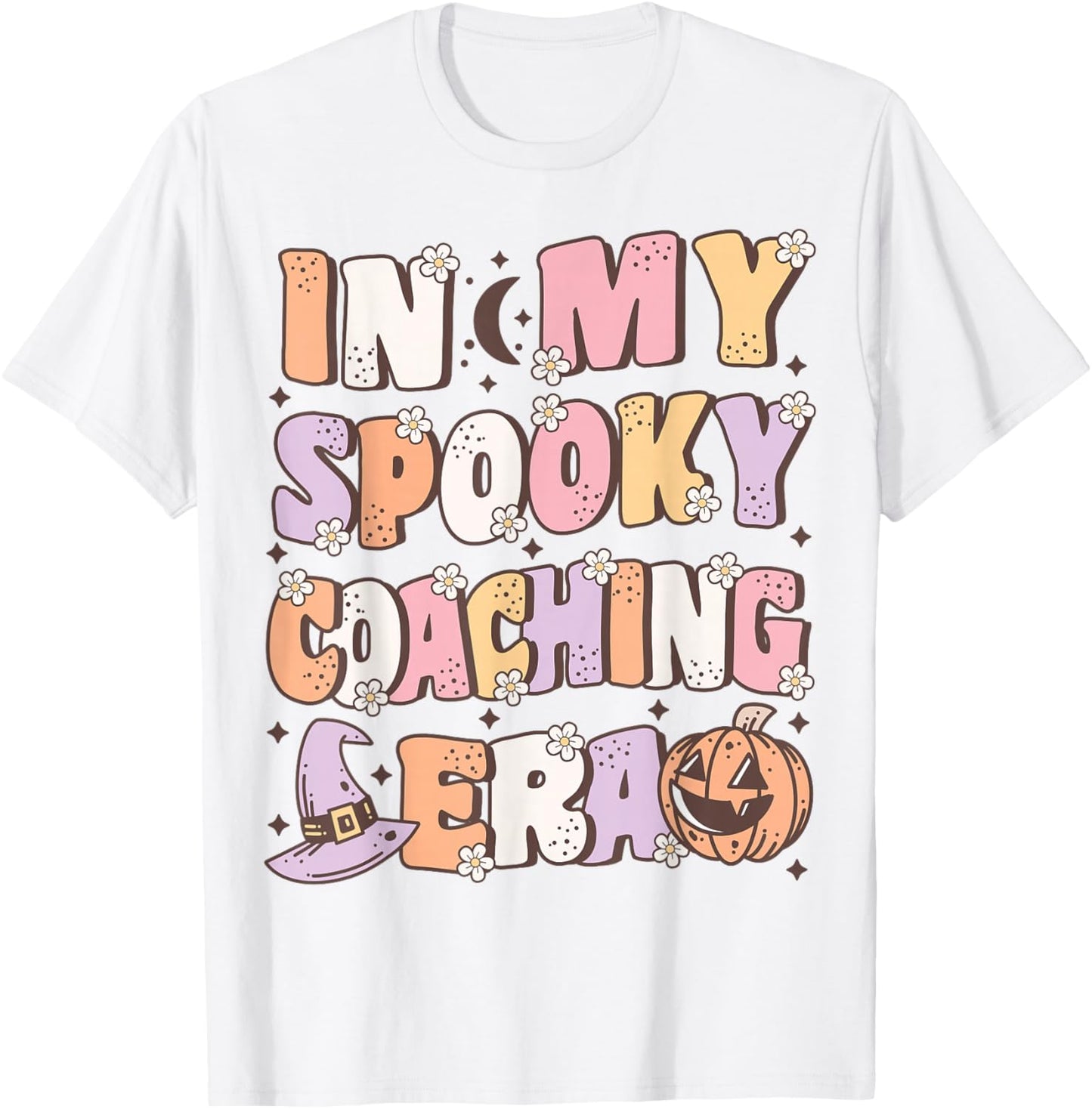 In My Spooky Coaching Era Cute Groovy Halloween School Coach T-Shirt - T-Shirt | White