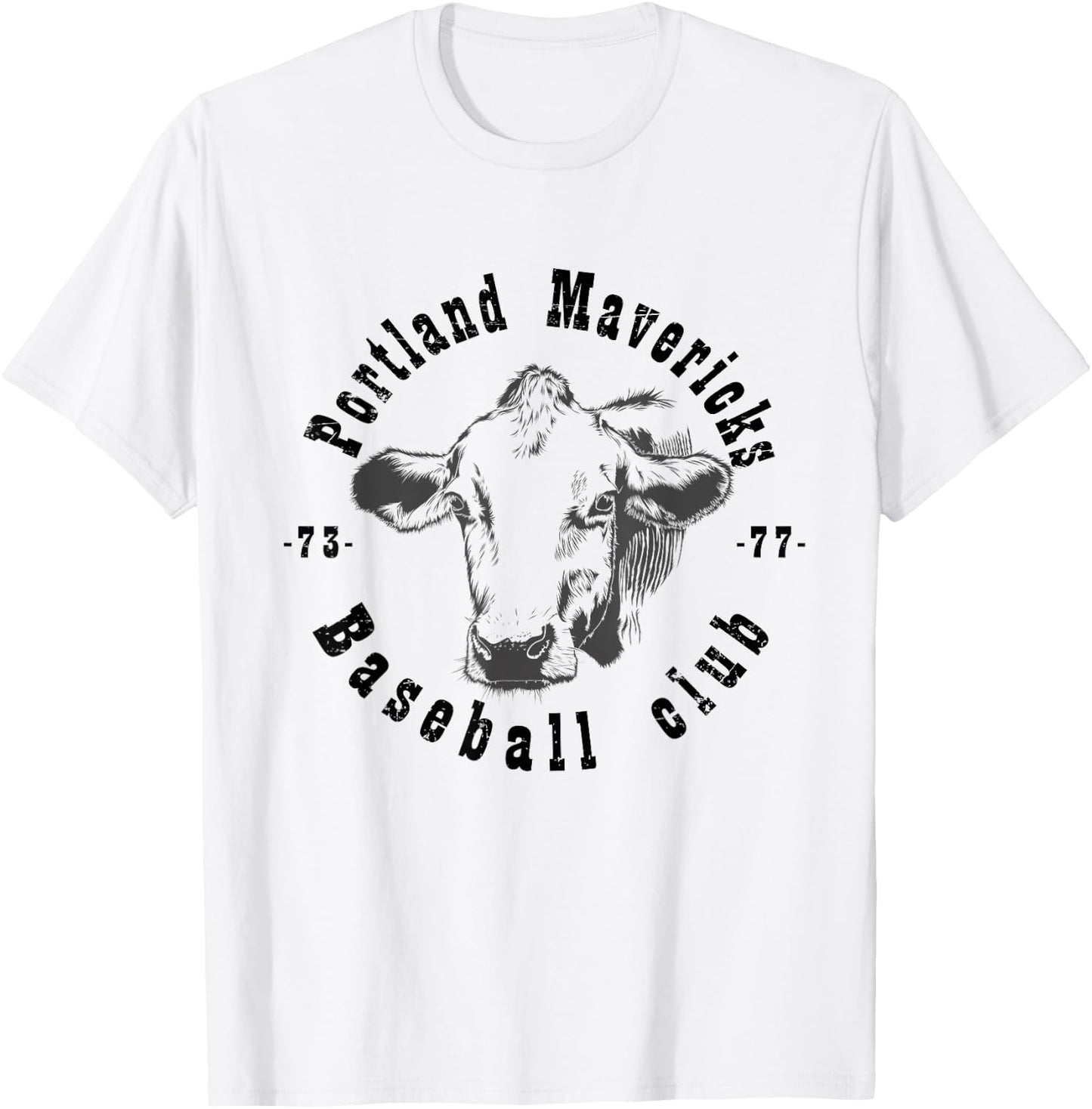 Portland T Shirt Cows Mavericks Baseball Vintage For T-Shirt - T-Shirt | White