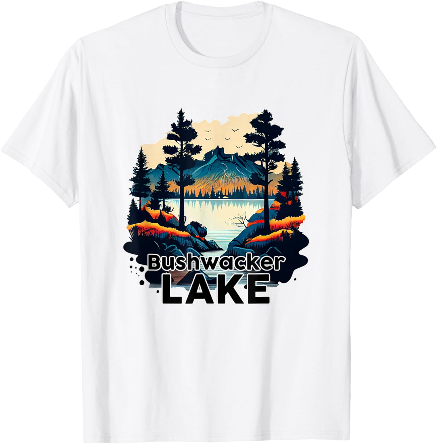 Bushwacker Lake Retro Minimalist Lake Bushwacker T-Shirt - T-Shirt | White