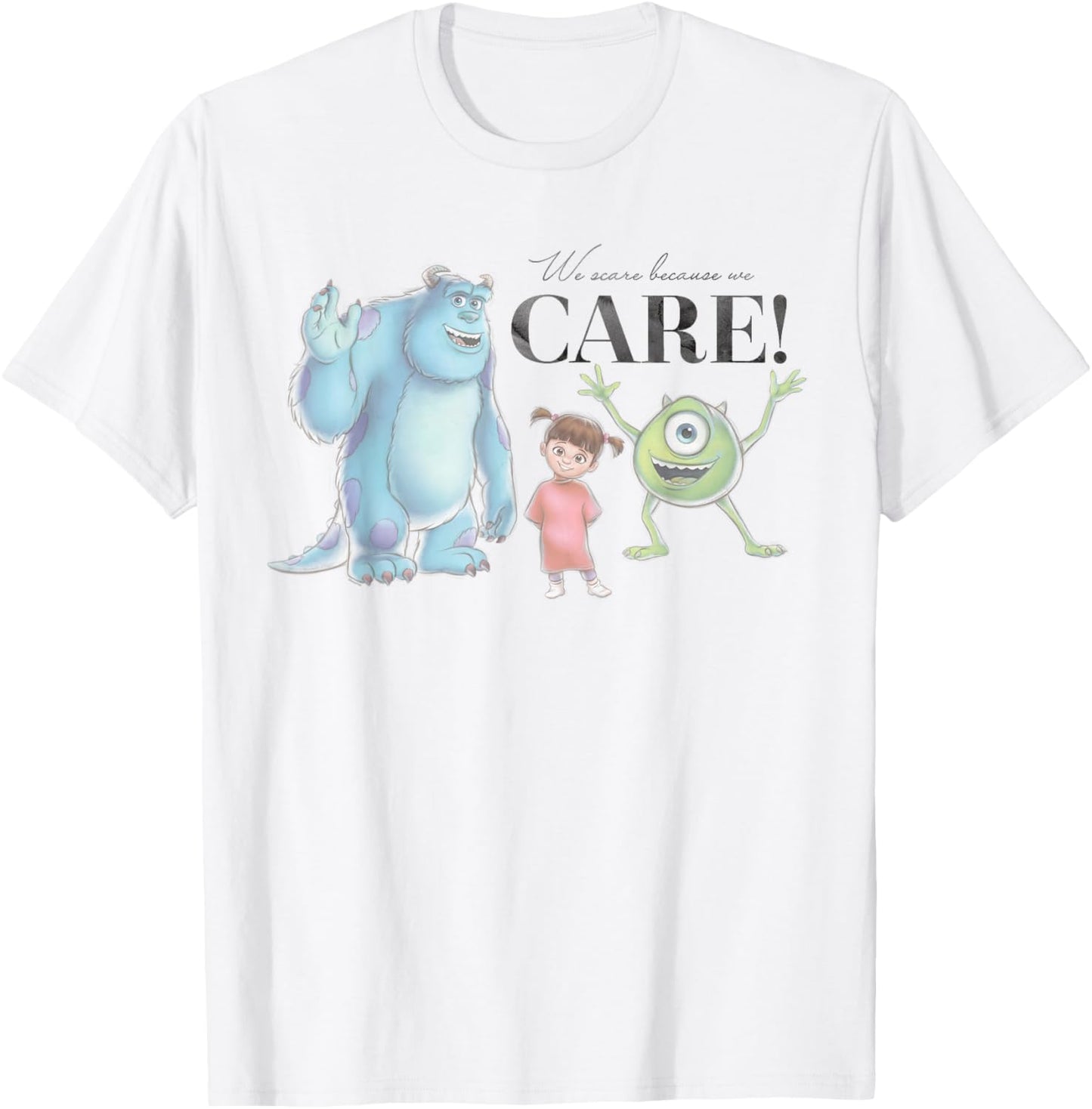 Disney 100 and Pixar's Monsters Inc We Scare Because We Care T-Shirt - T-Shirt | White