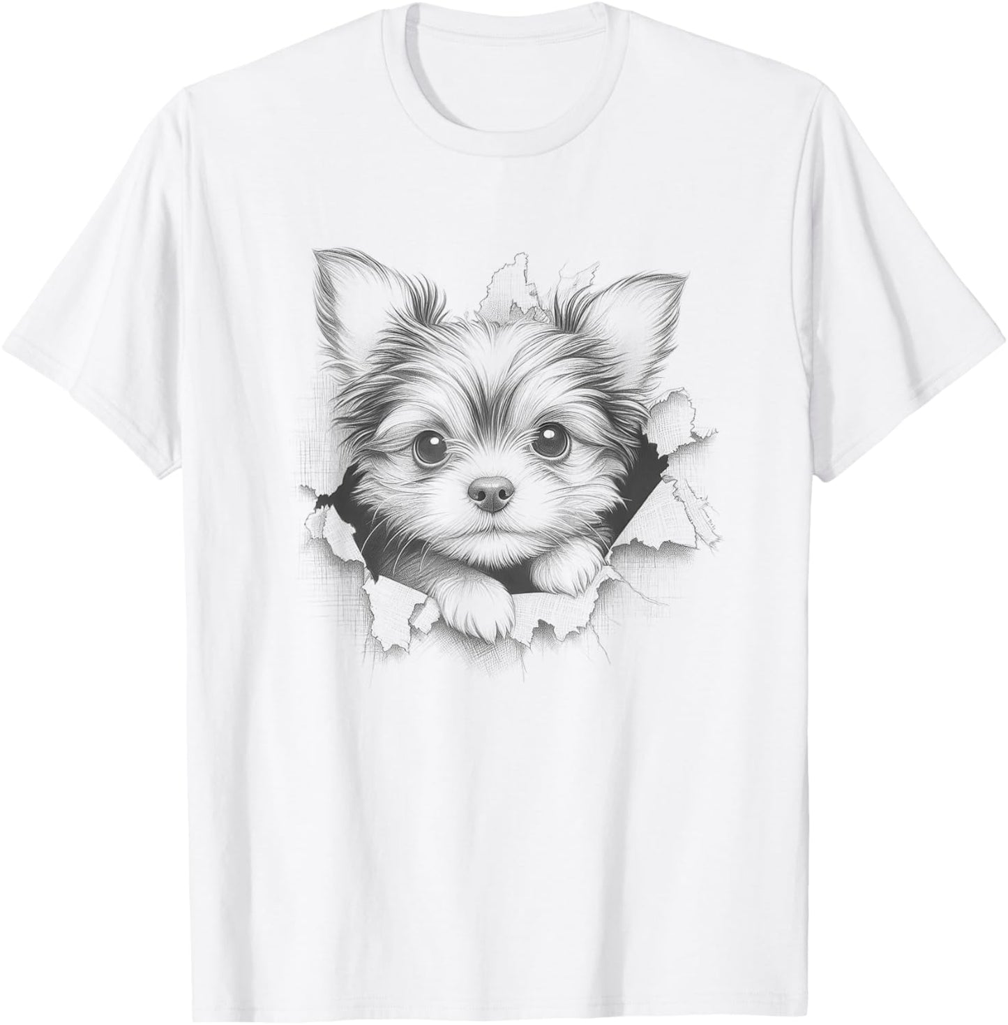 Cute Chorkie Peeking Dog Design Women Kids T-Shirt - T-Shirt | White