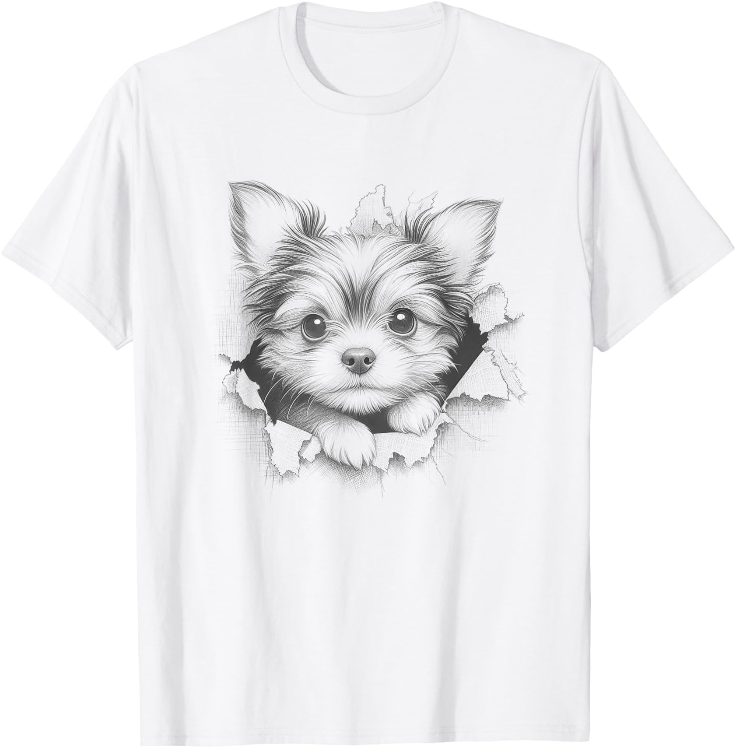 Cute Chorkie Peeking Dog Design Women Kids T-Shirt - T-Shirt | White