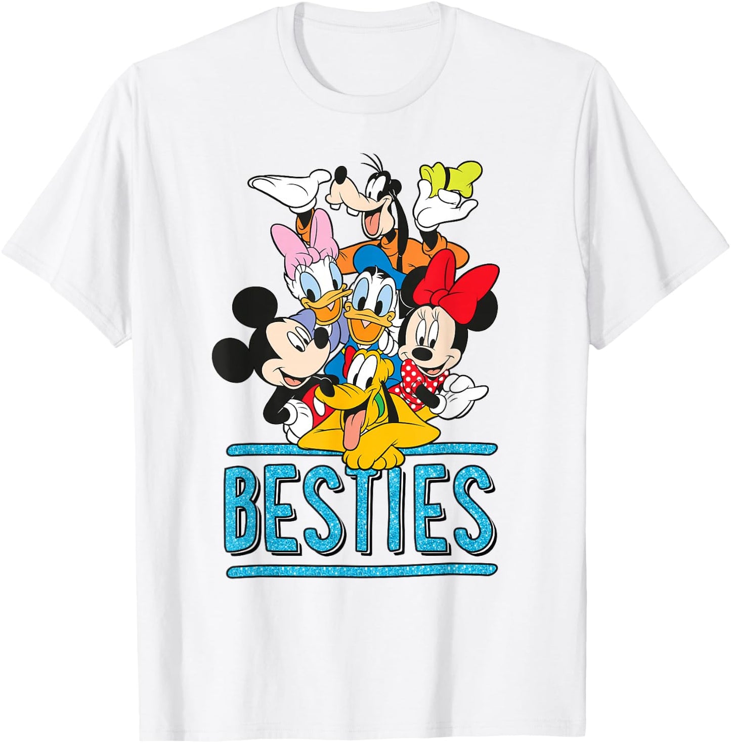 Mickey Minnie Donald Daisy Goofy Pluto Besties Squad Group T-Shirt - T-Shirt | White