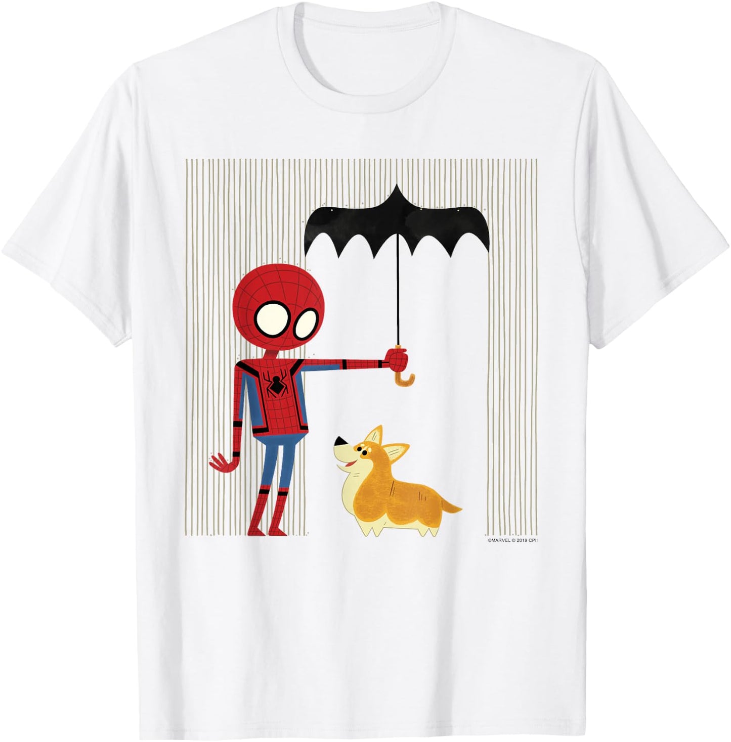 Marvel Spider-Man Far from Home Corgi in The Rain T-Shirt - T-Shirt | White