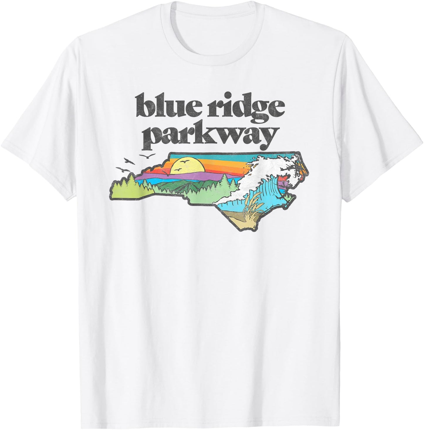 Blue Ridge Parkway North Carolina Retro Nature T-Shirt - T-Shirt | White