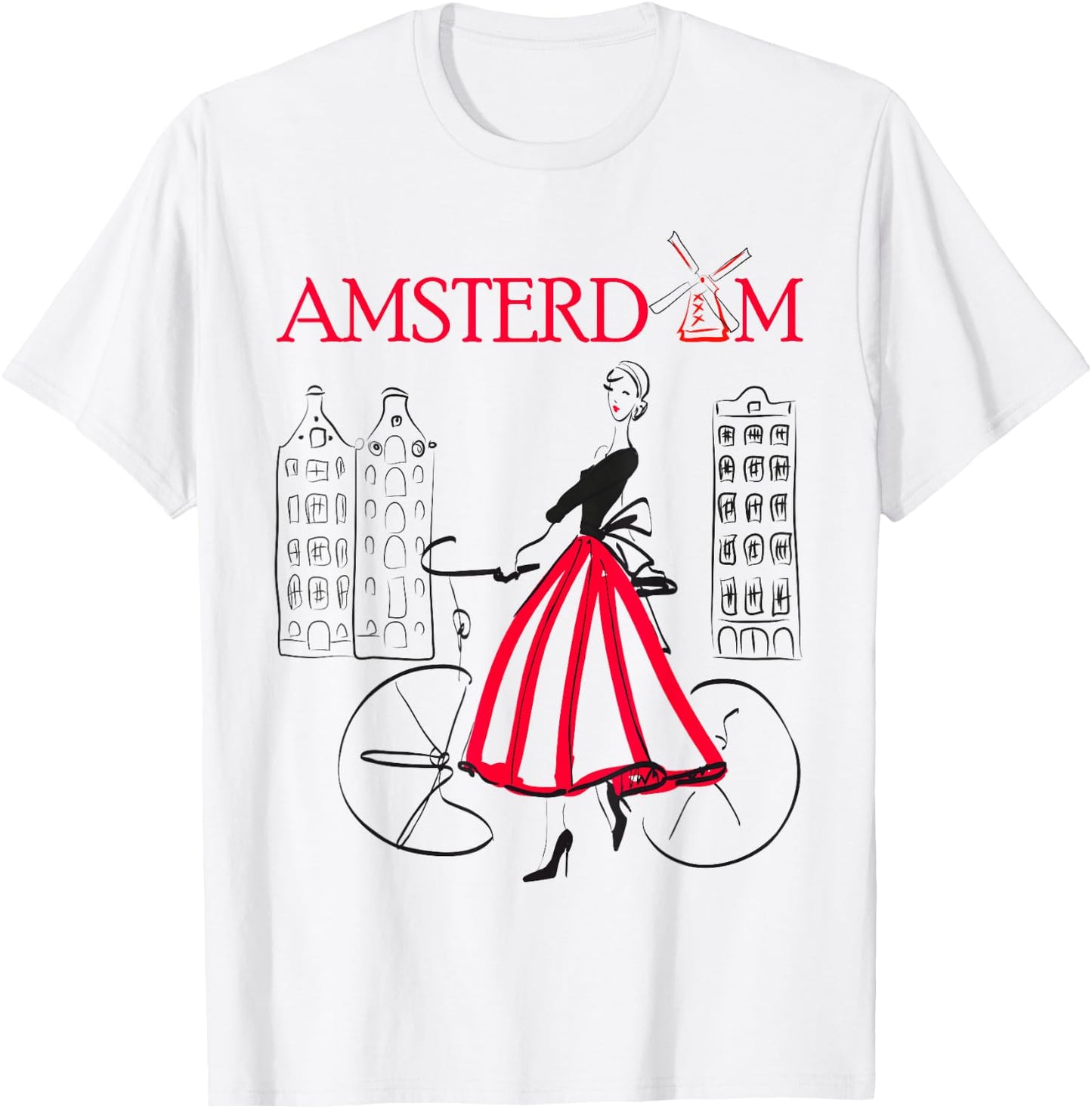 Amsterdam Woman - Amsterdam Bicycle - 5 Colors T-Shirt - T-Shirt | White