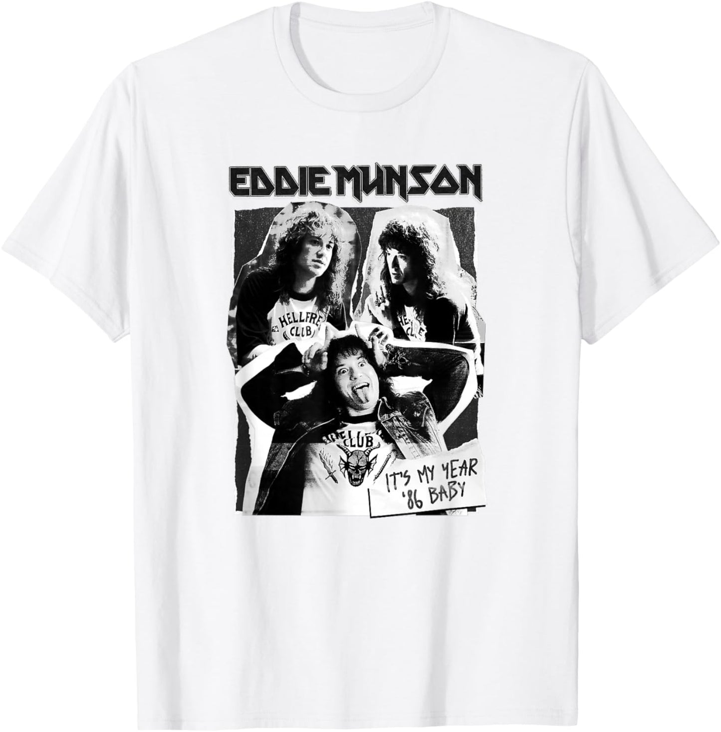 Stranger Things Hellfire Club Eddie Munson Cutouts T-Shirt - T-Shirt | White