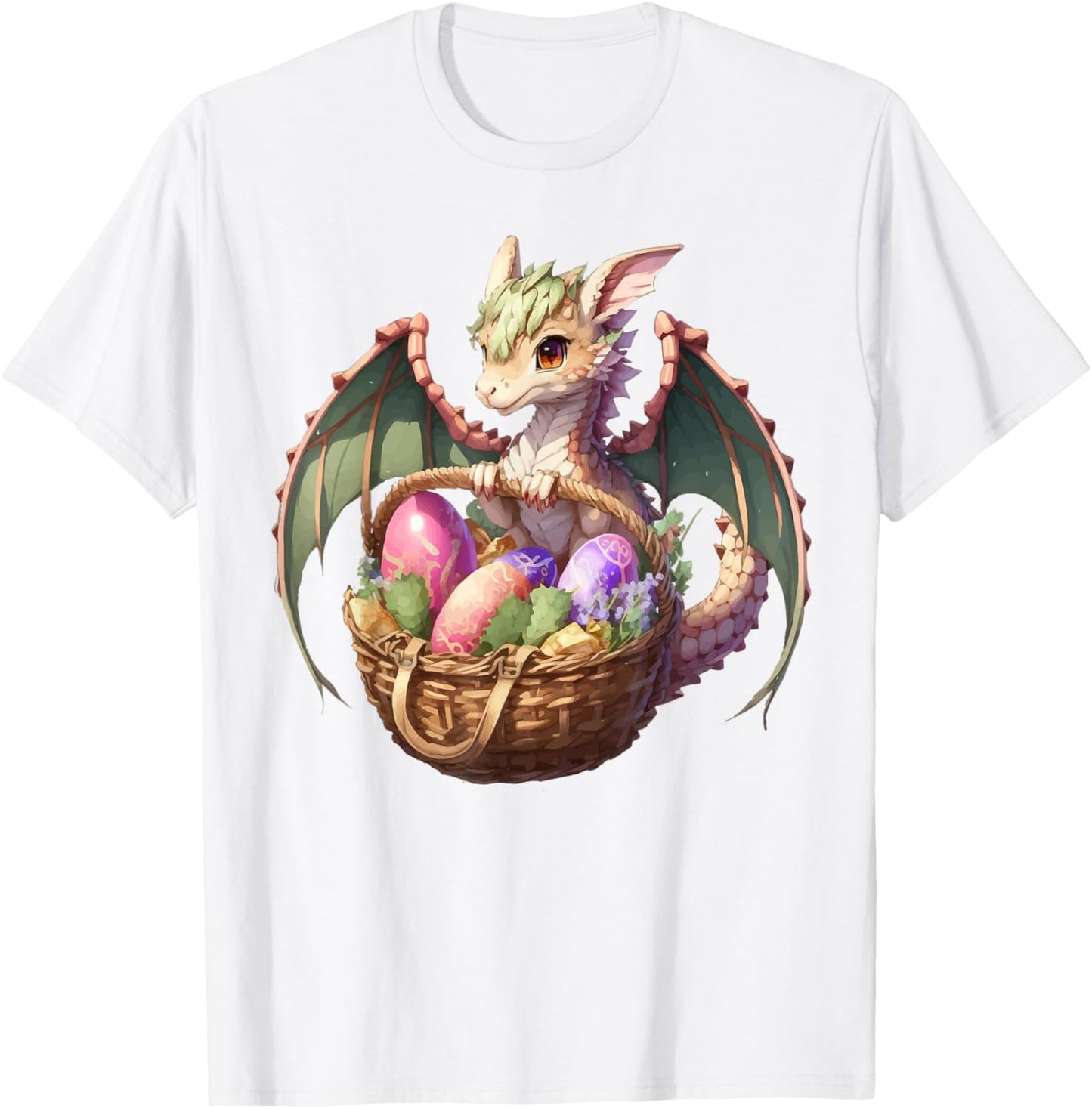 Dragon Girl Lover Easter Eggs Basket Kids Cute Girls Theme T-Shirt - T-Shirt | White