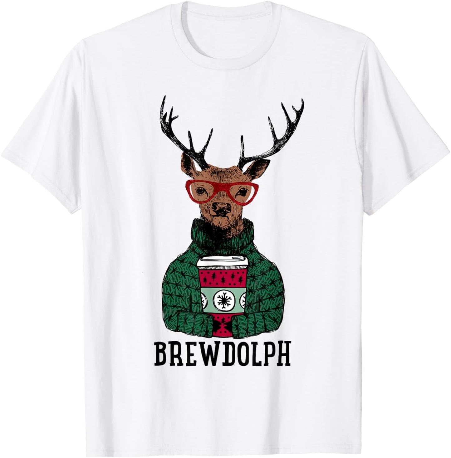 Christmas Coffee, Brewdolph, Christmas Holiday Party T-Shirt - T-Shirt | White