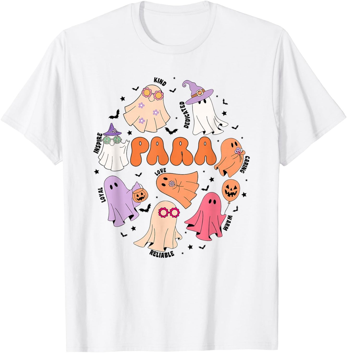 Groovy PARA Ghosts Retro Parapro Halloween Paraprofessional T-Shirt - T-Shirt | White