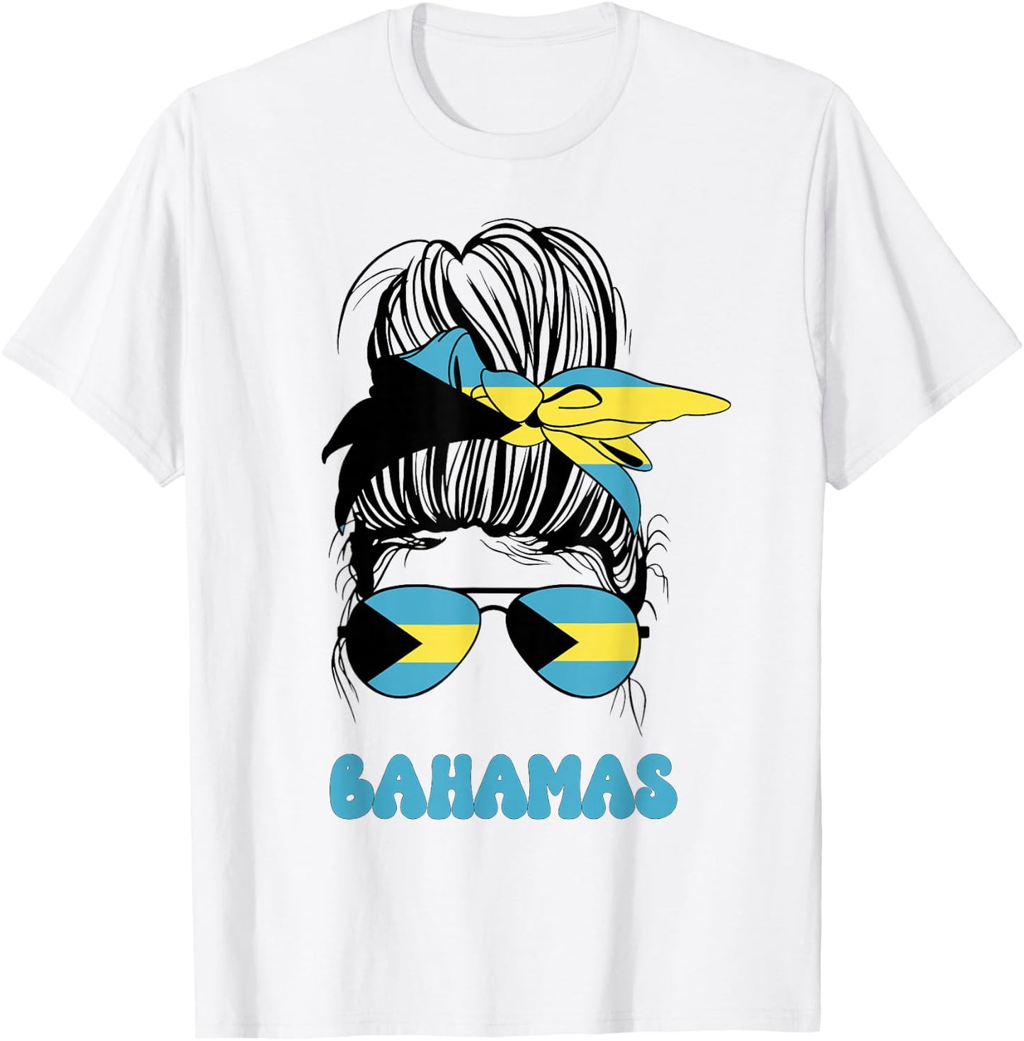 Bahamas Women Messy Bun, Proud Bahamas Flag For Girls T-Shirt - T-Shirt | White