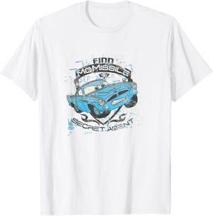Disney Pixar Cars 2 Finn McMissile Secret Agent Distressed T-Shirt - T-Shirt | White