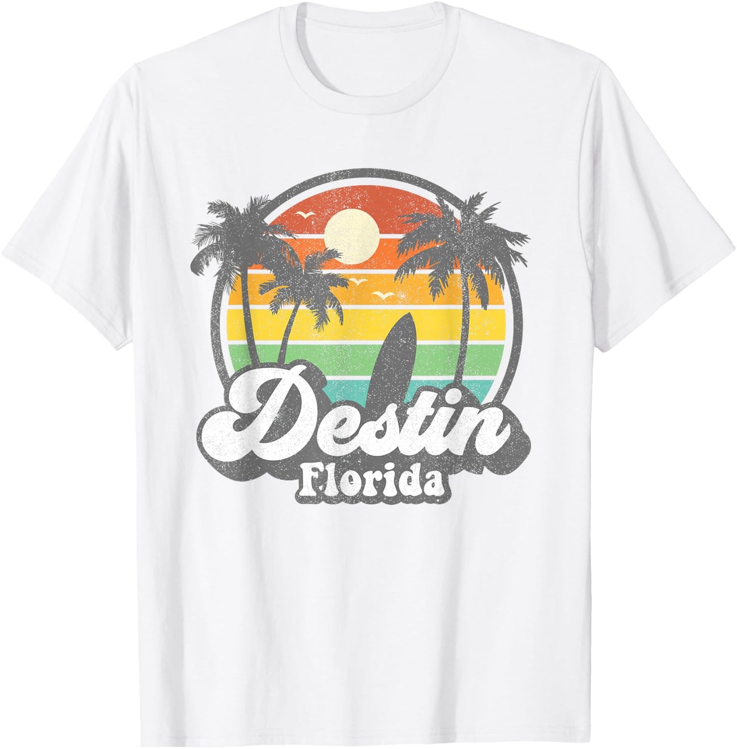 Vintage Destin Florida Beach Surfing Retro 70s Surf Gift T-Shirt - T-Shirt | White