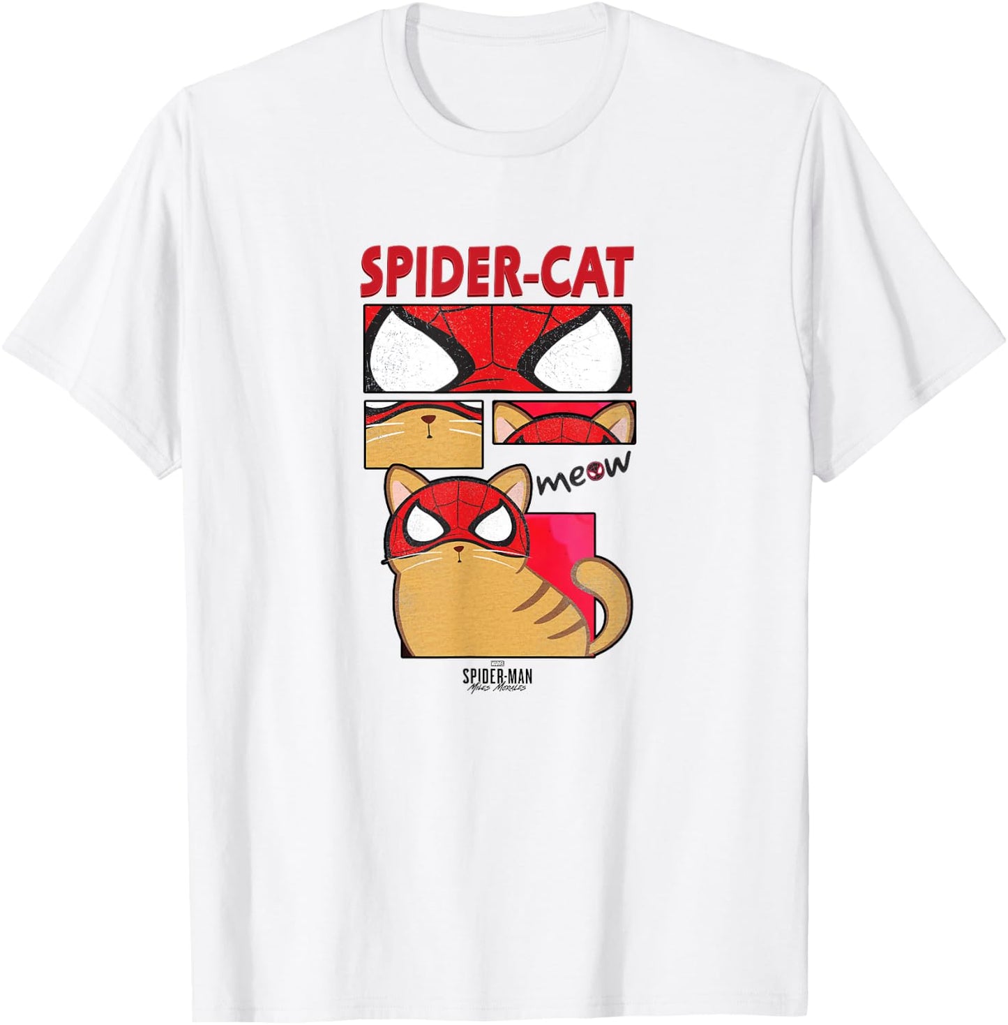 Marvel Spider-Man: Miles Morales Spider-Cat Comic Panels T-Shirt - T-Shirt | White