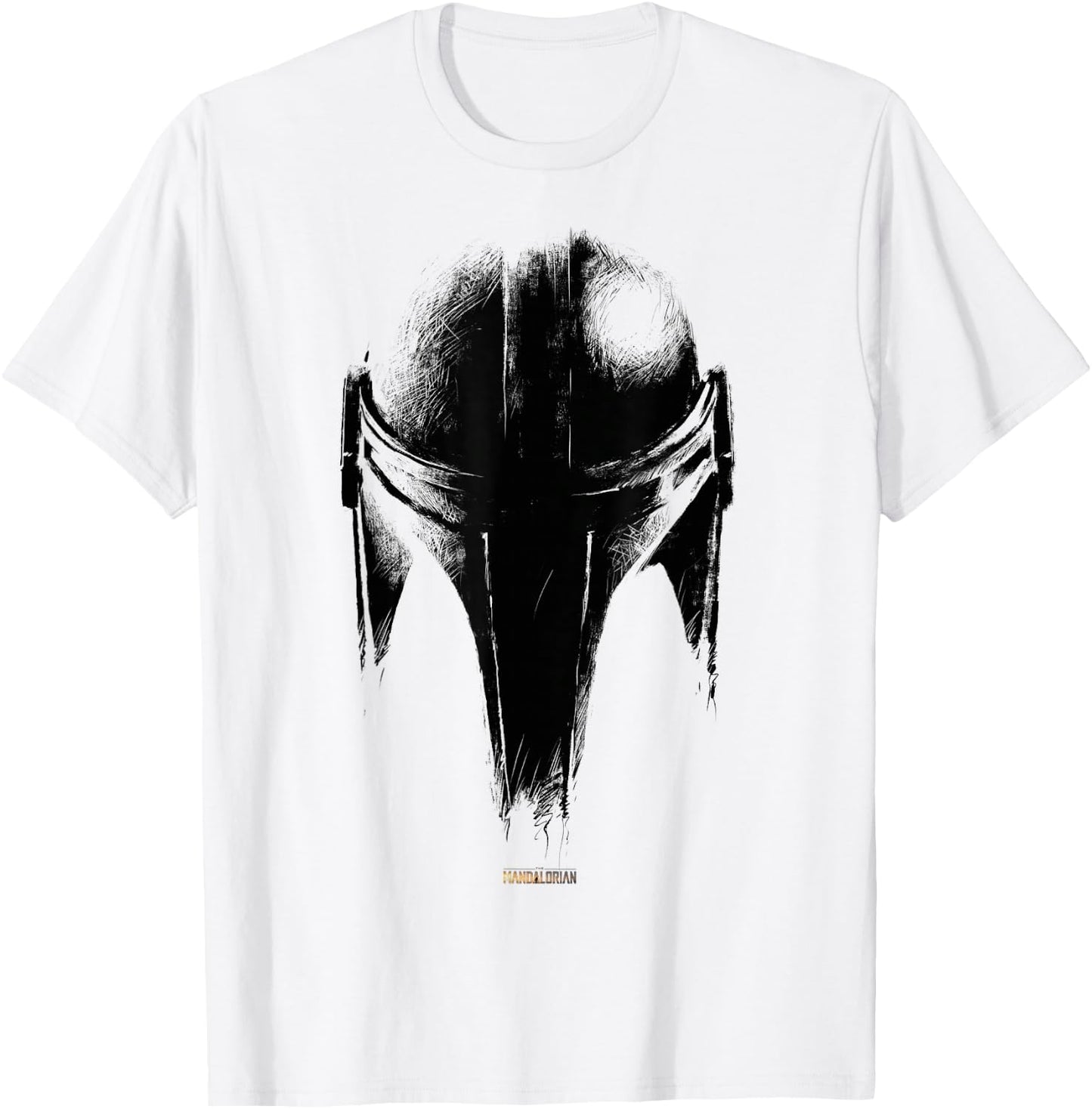 Star Wars The Mandalorian Dark Helmet Sketched T-Shirt - T-Shirt | White