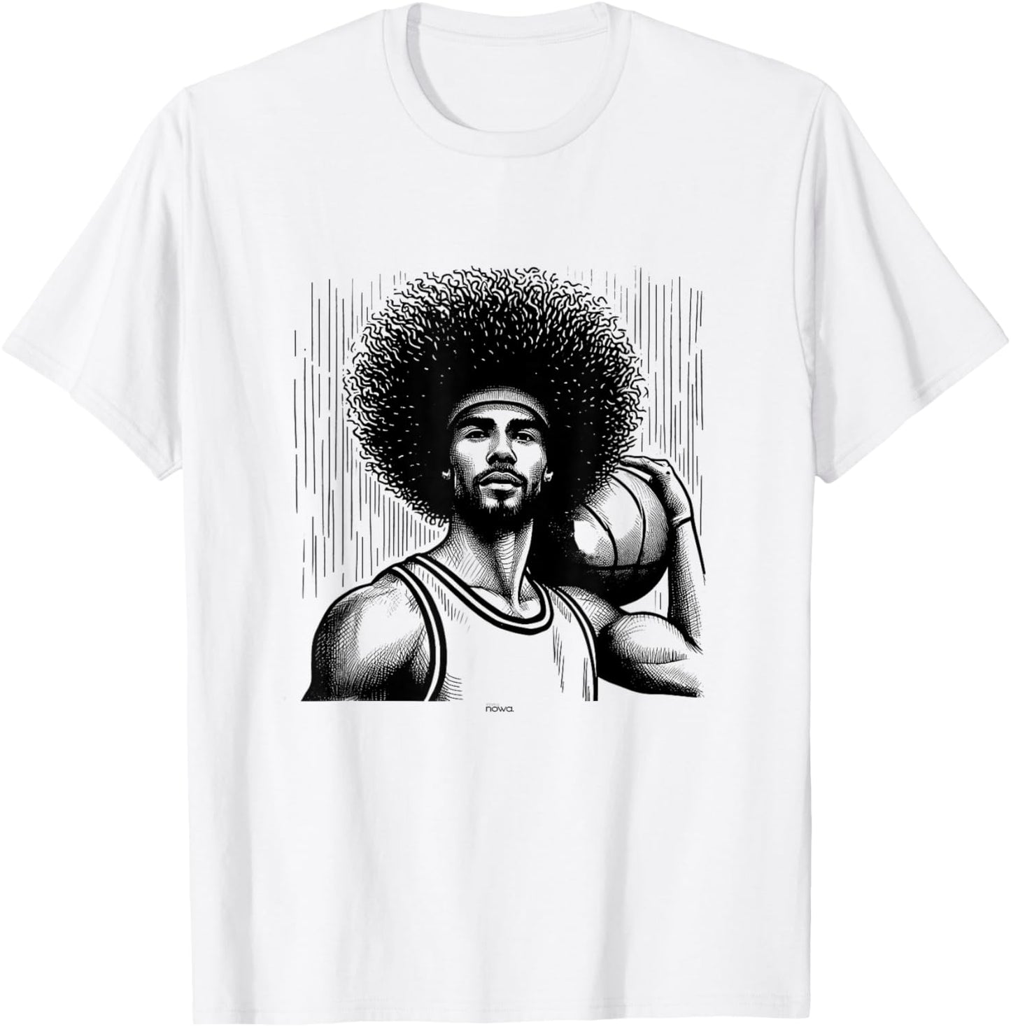 Impressive Afro Basketball Hairdo T-Shirt - T-Shirt | White