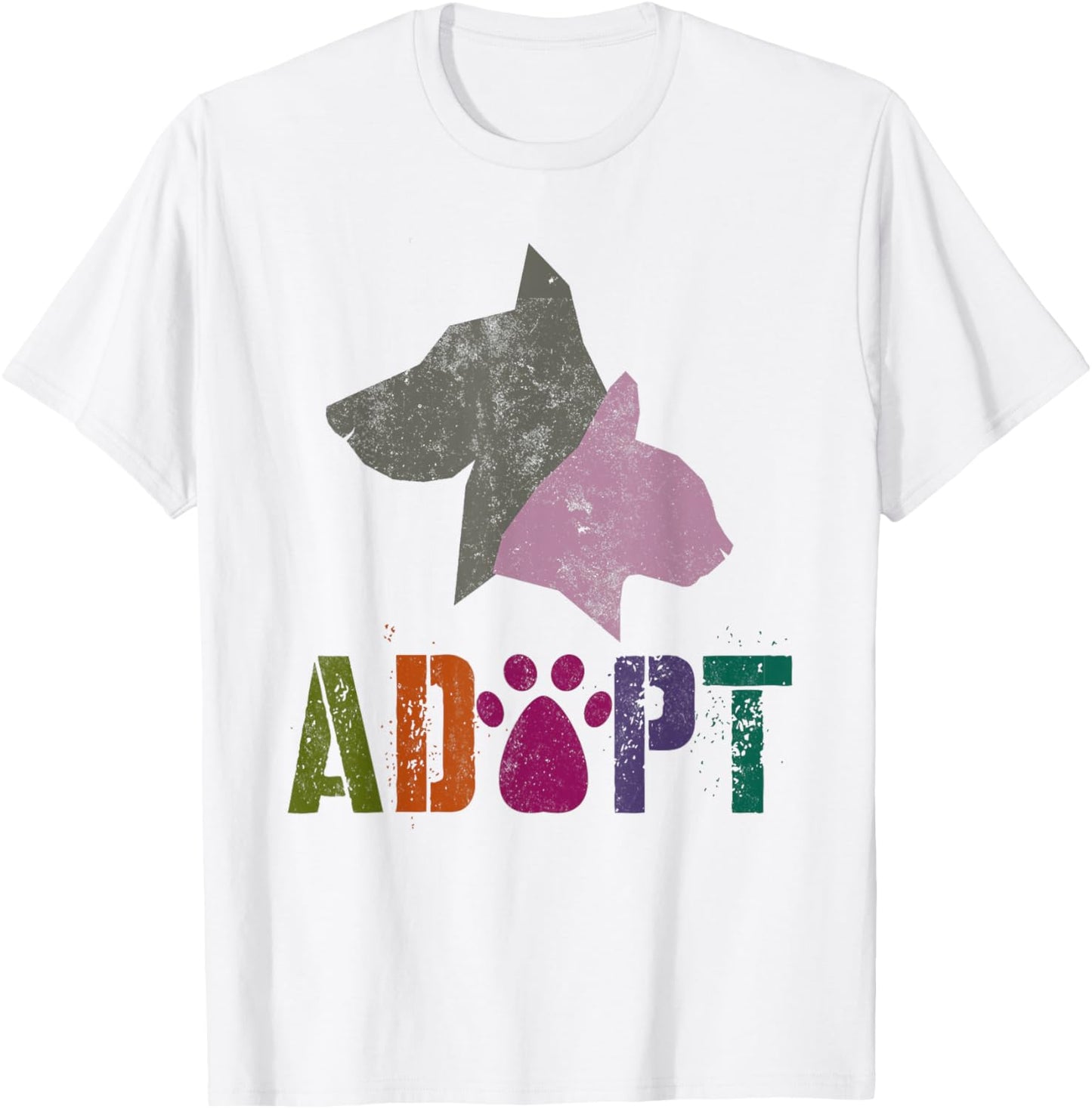Vintage ADOPT Animal Rescue Shelter Cat Dogs Adoption Foster Women Kids T-Shirt - T-Shirt | White
