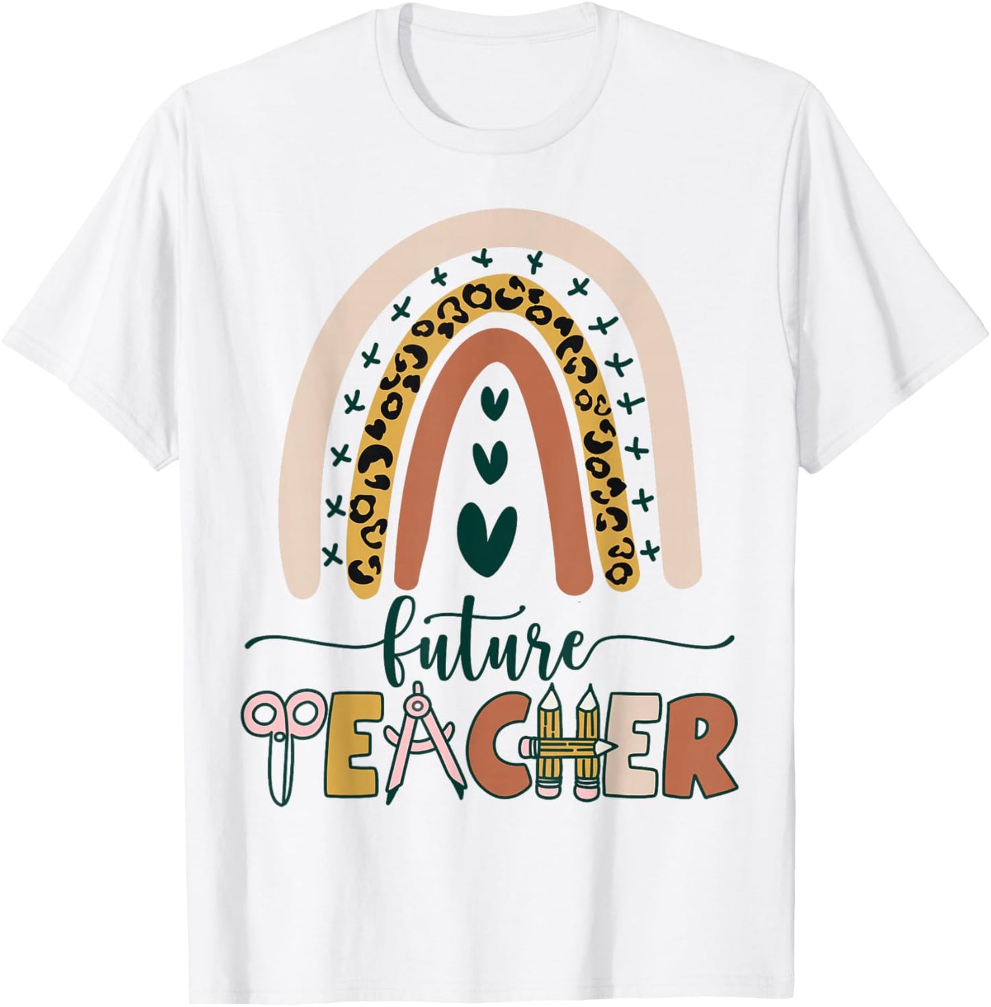 Future Teacher Boho Rainbow Leopard New Grad Student T-Shirt - T-Shirt | White