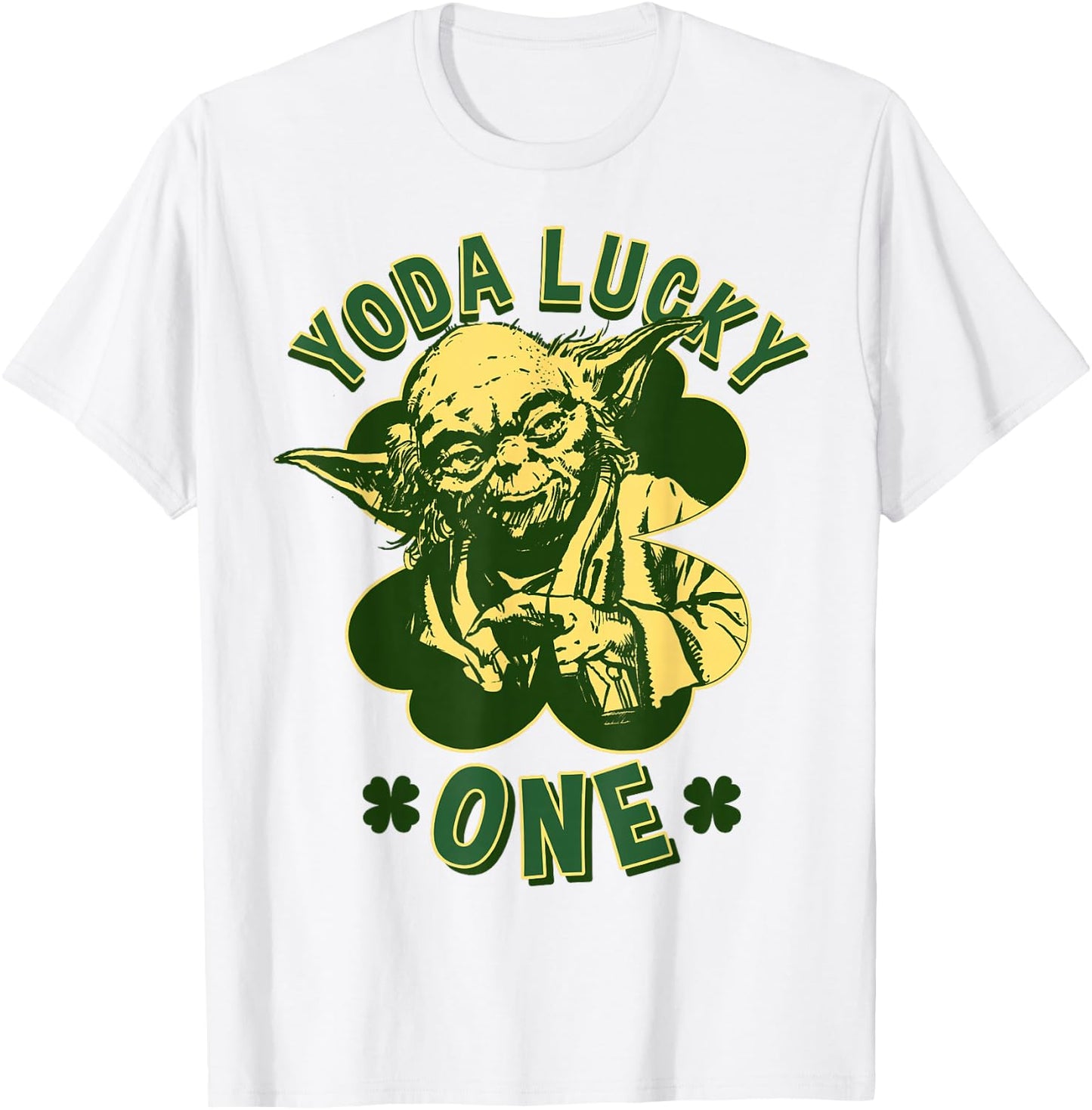 Star Wars St. Patrick's Day Yoda Lucky One Retro Clover T-Shirt - T-Shirt | White