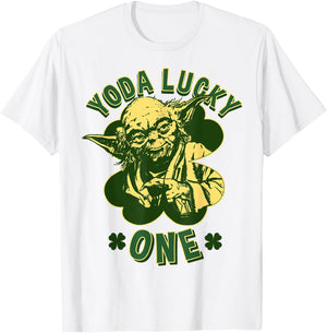 Star Wars St. Patrick's Day Yoda Lucky One Retro Clover T-Shirt - T-Shirt | White