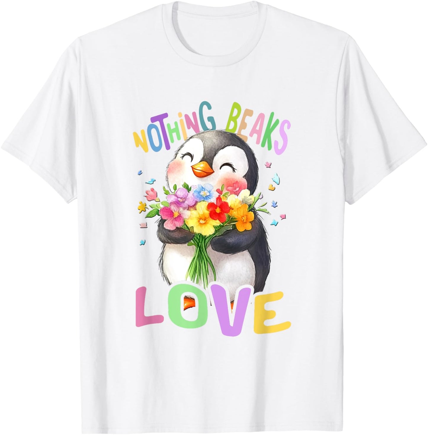 Penguin with Flowers Cute Penguins Funny Sea Animal Daughter T-Shirt - T-Shirt | White