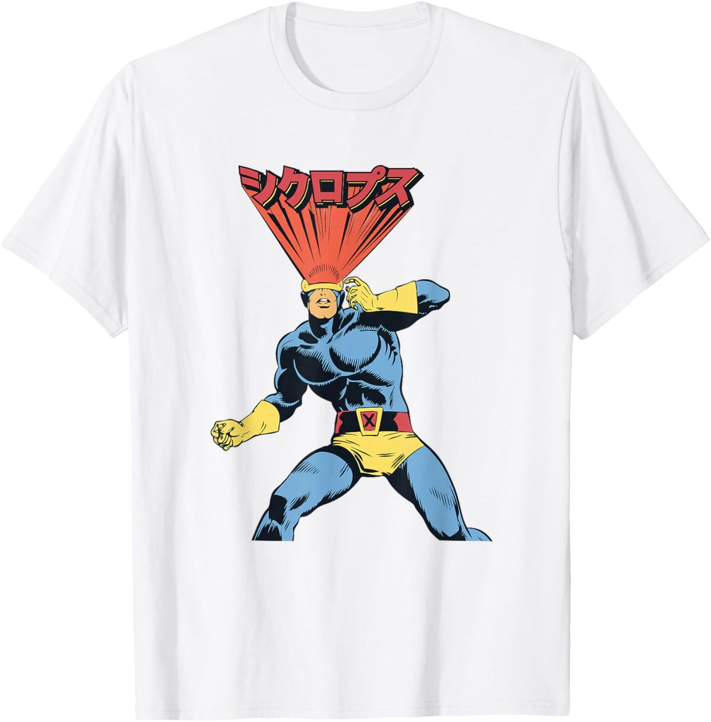 Marvel X-Men Cyclops Laser Eyes Kanji Retro Shot T-Shirt - T-Shirt | White