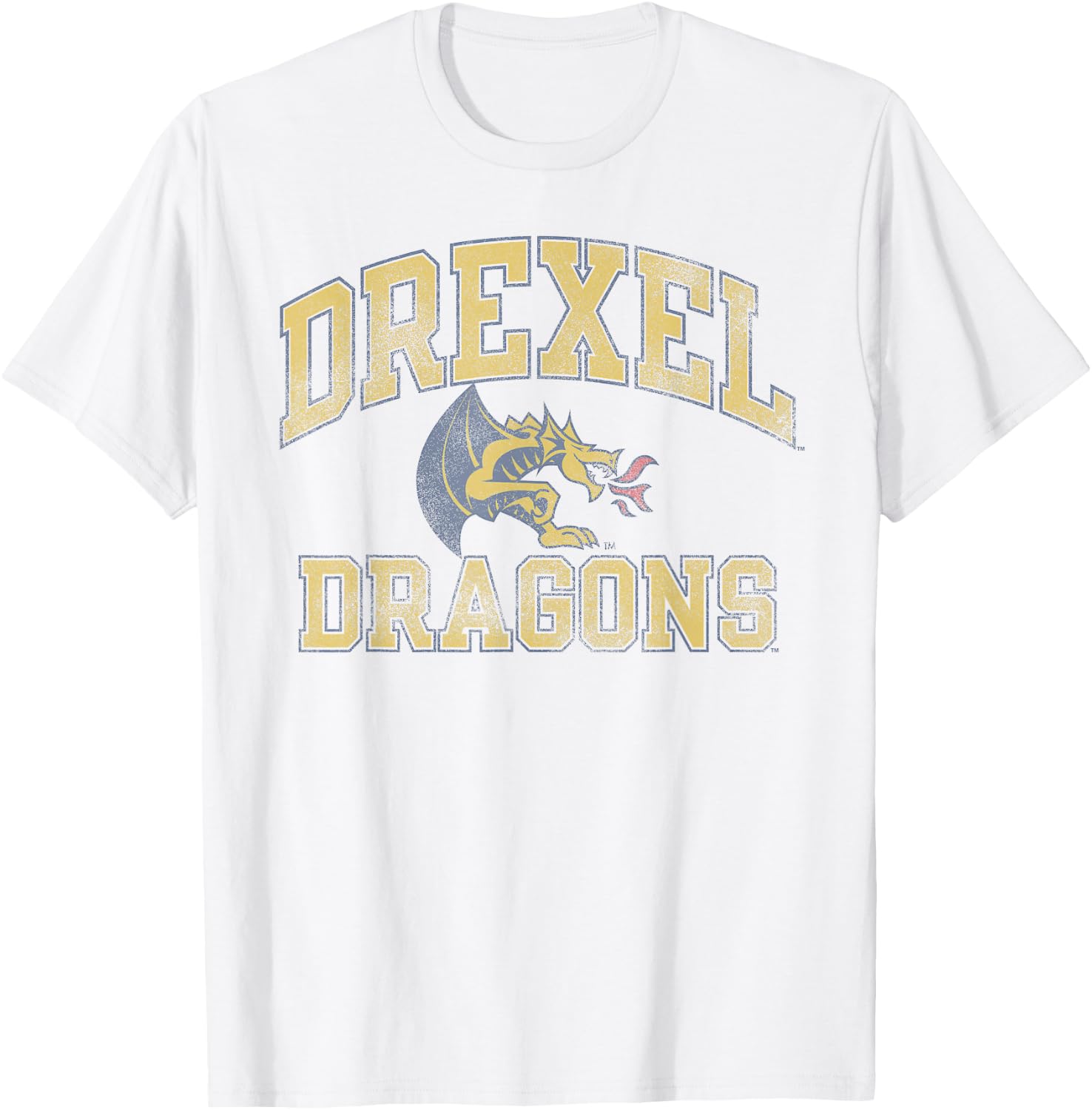 Drexel Dragons Vintage Worn Gray Officially Licensed T-Shirt - T-Shirt | White