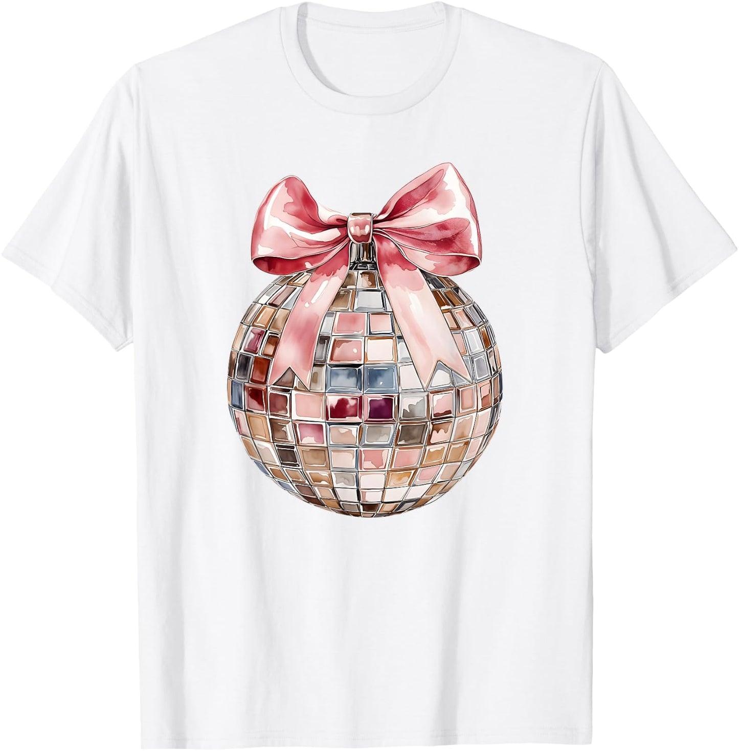 Retro Disco Ball Coquette Happy New Years 2025 Women Kids T-Shirt - T-Shirt | White