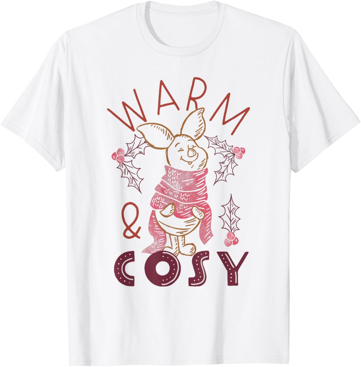 Disney Winnie The Pooh Piglet Christmas Warm T-Shirt - T-Shirt | White