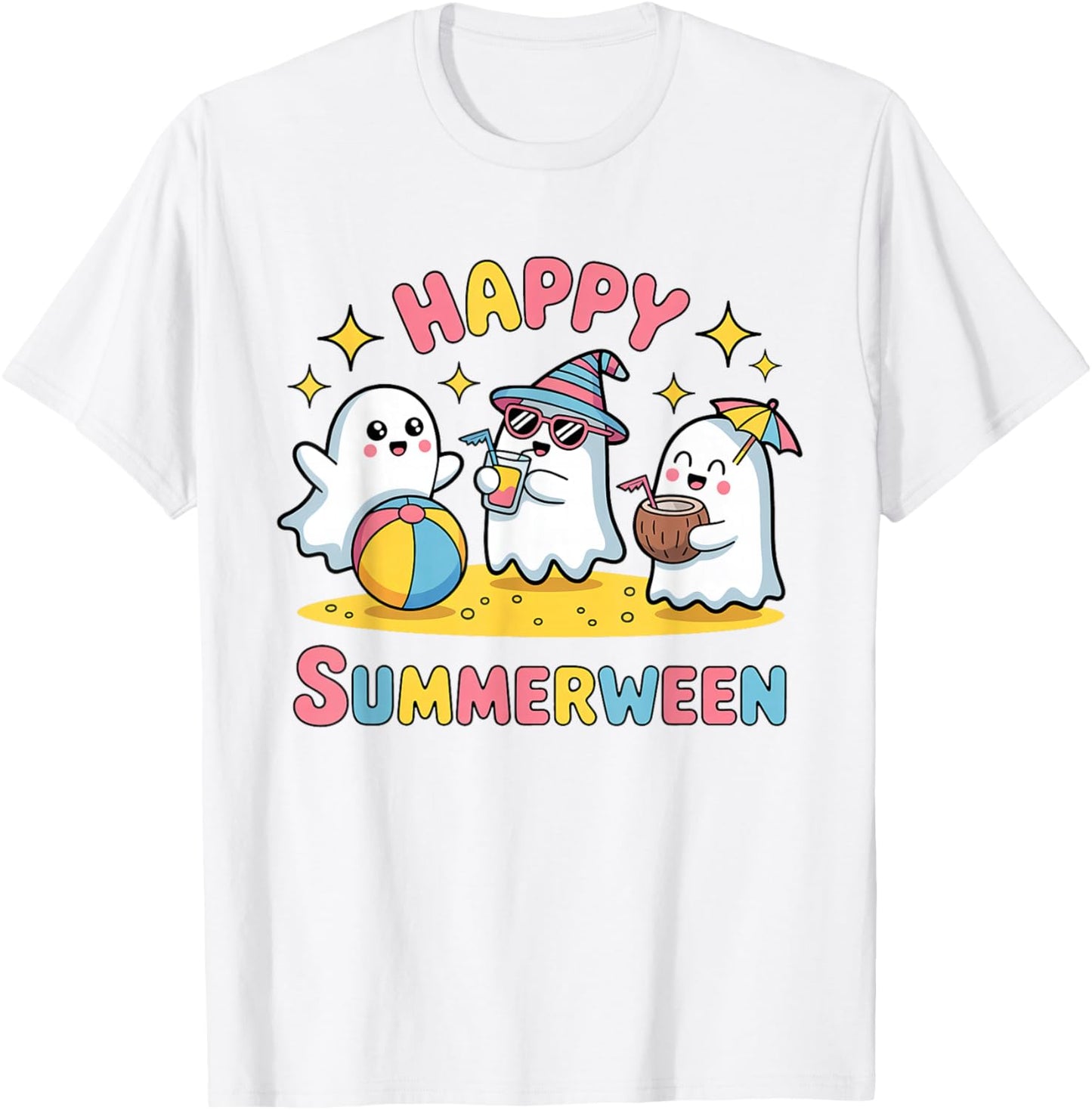 Happy Summerween Summer Halloween Ghost Summerween Spooky T-Shirt - T-Shirt | White
