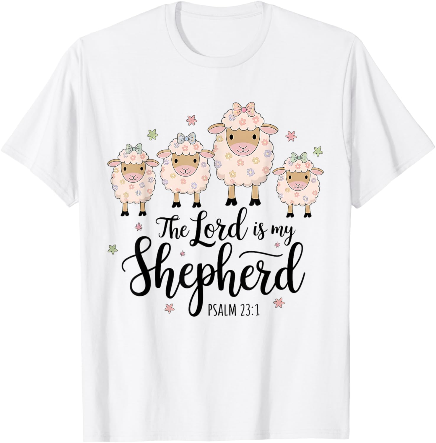 The Lord Is My Shepherd Christian Happy Easter Day Sheep T-Shirt - T-Shirt | White