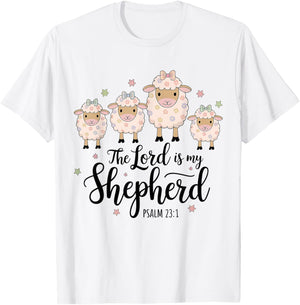 The Lord Is My Shepherd Christian Happy Easter Day Sheep T-Shirt - T-Shirt | White