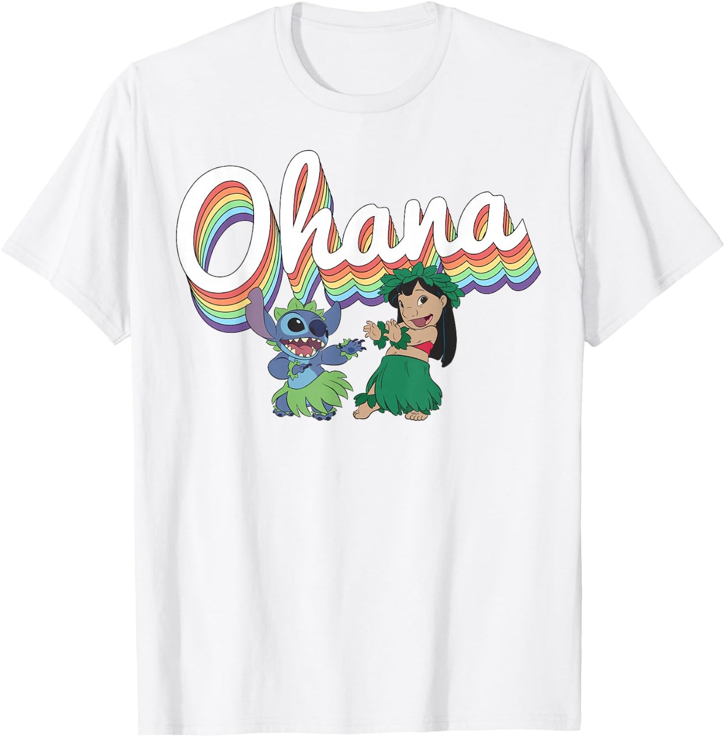 Disney Lilo & Stitch Ohana Rainbow T-Shirt - T-Shirt | White