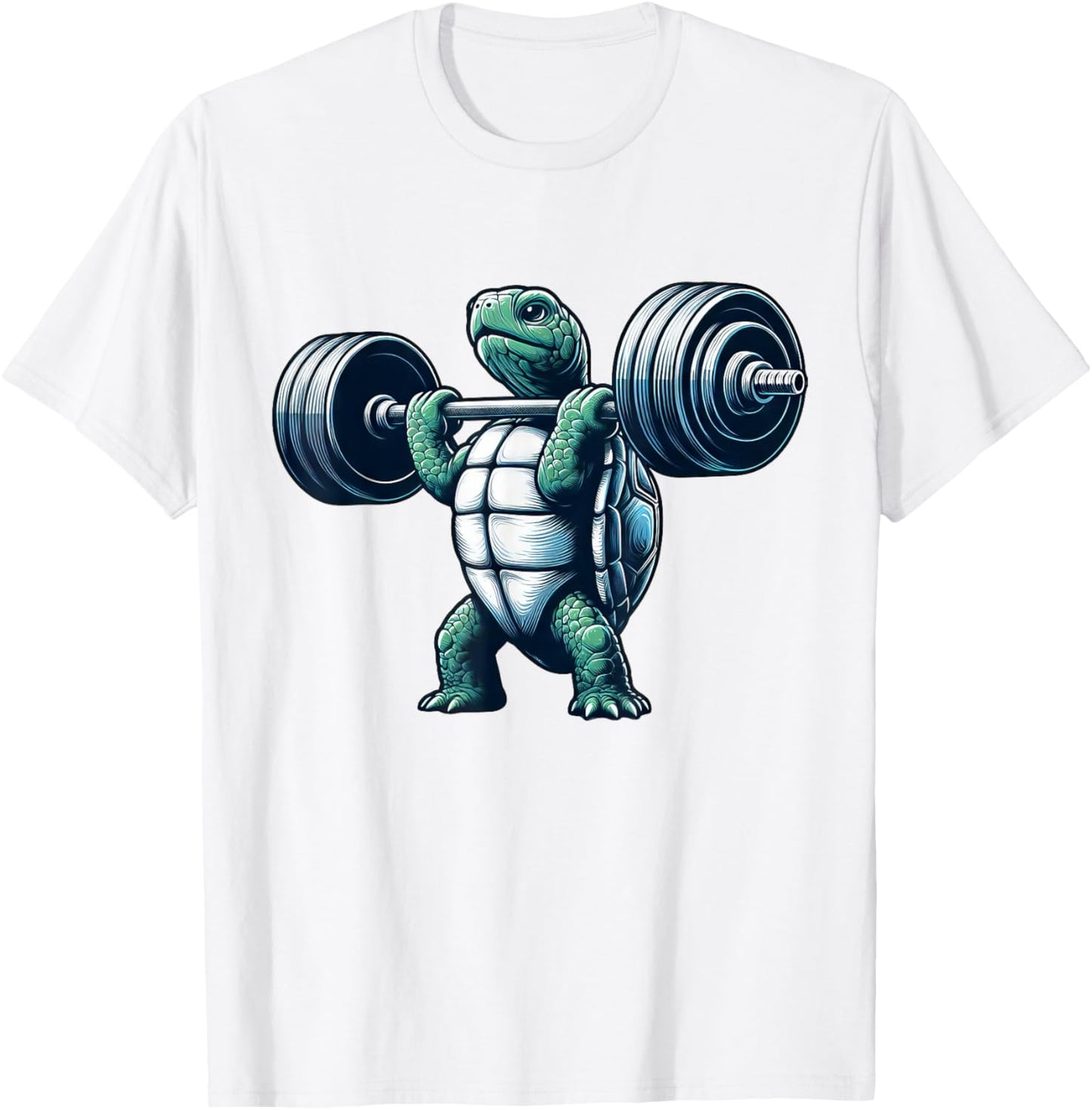 Strong Turtle Weightlifter Lifting Heavy Workout T-Shirt - T-Shirt | White