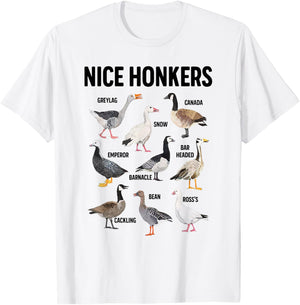Nice Honker Pun Adult Joke Funny Bird Lover Birdwatcher T-Shirt - T-Shirt | White
