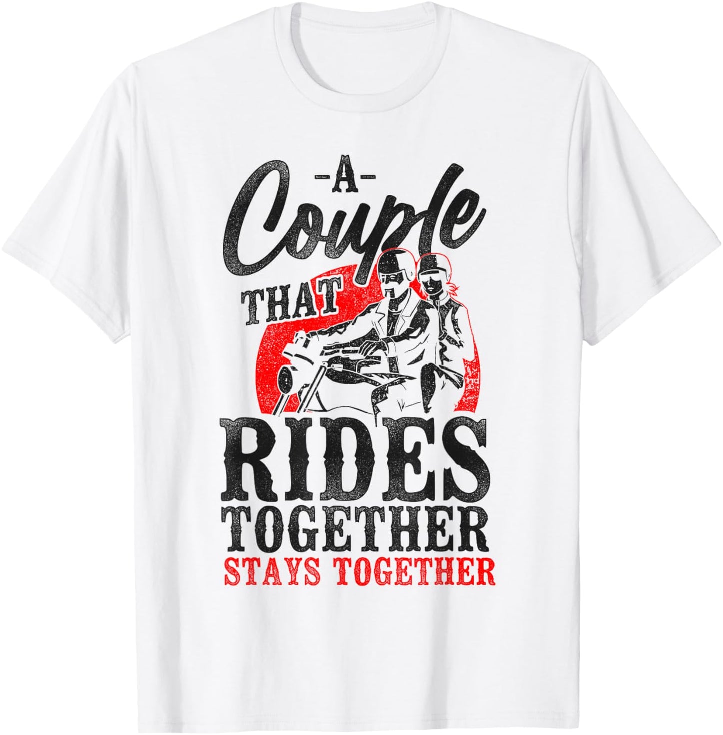 Classic Motorcycle Biker Couple Girlfriend Wedding Marriage T-Shirt - T-Shirt | White