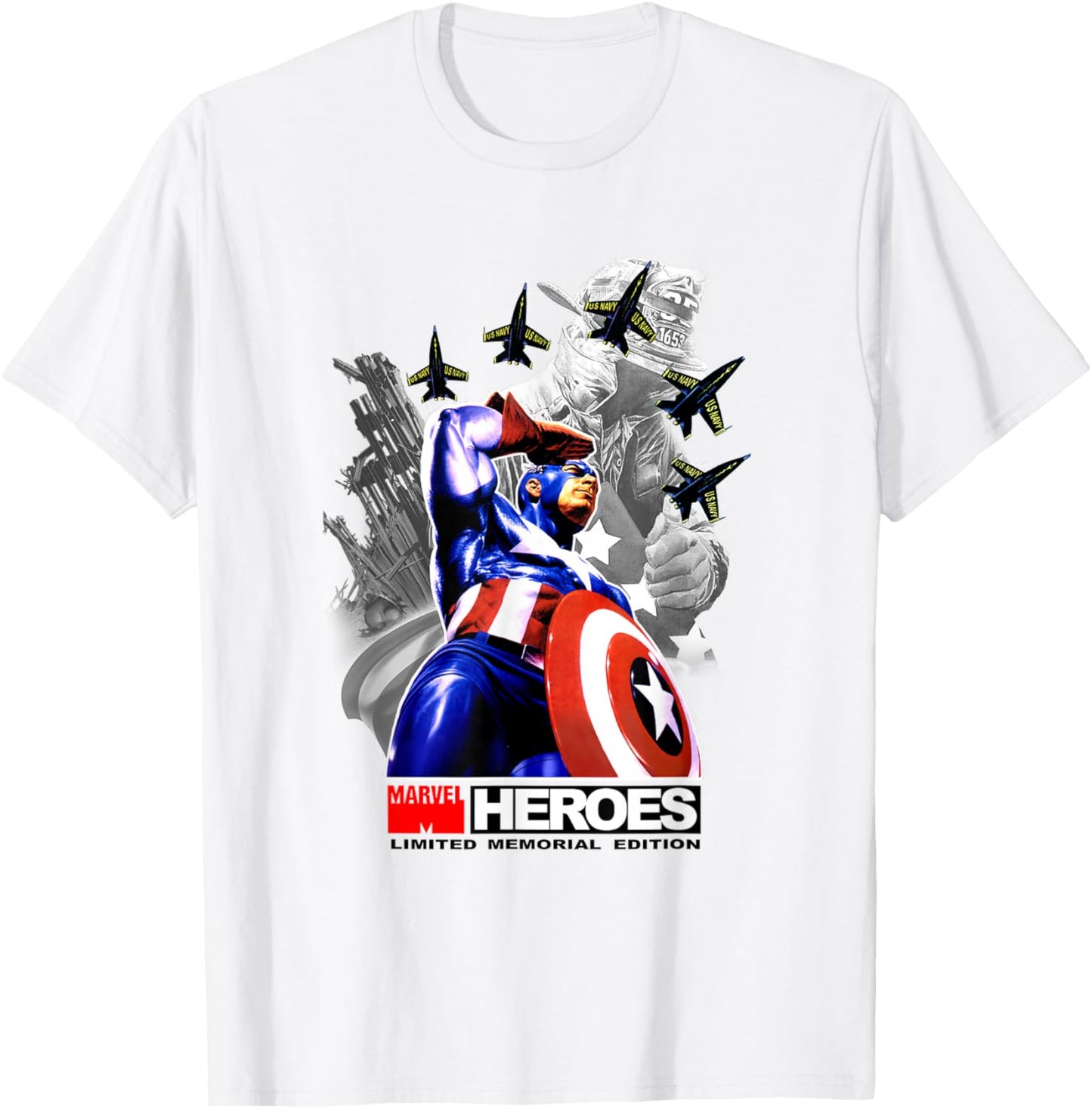 Marvel Captain America New York Heroes Memorial Tribute T-Shirt - T-Shirt | White