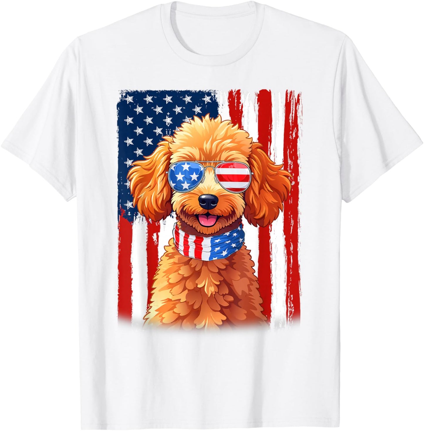 USA America Flag Toy Poodle Dog 4th of July Patriotic T-Shirt - T-Shirt | White