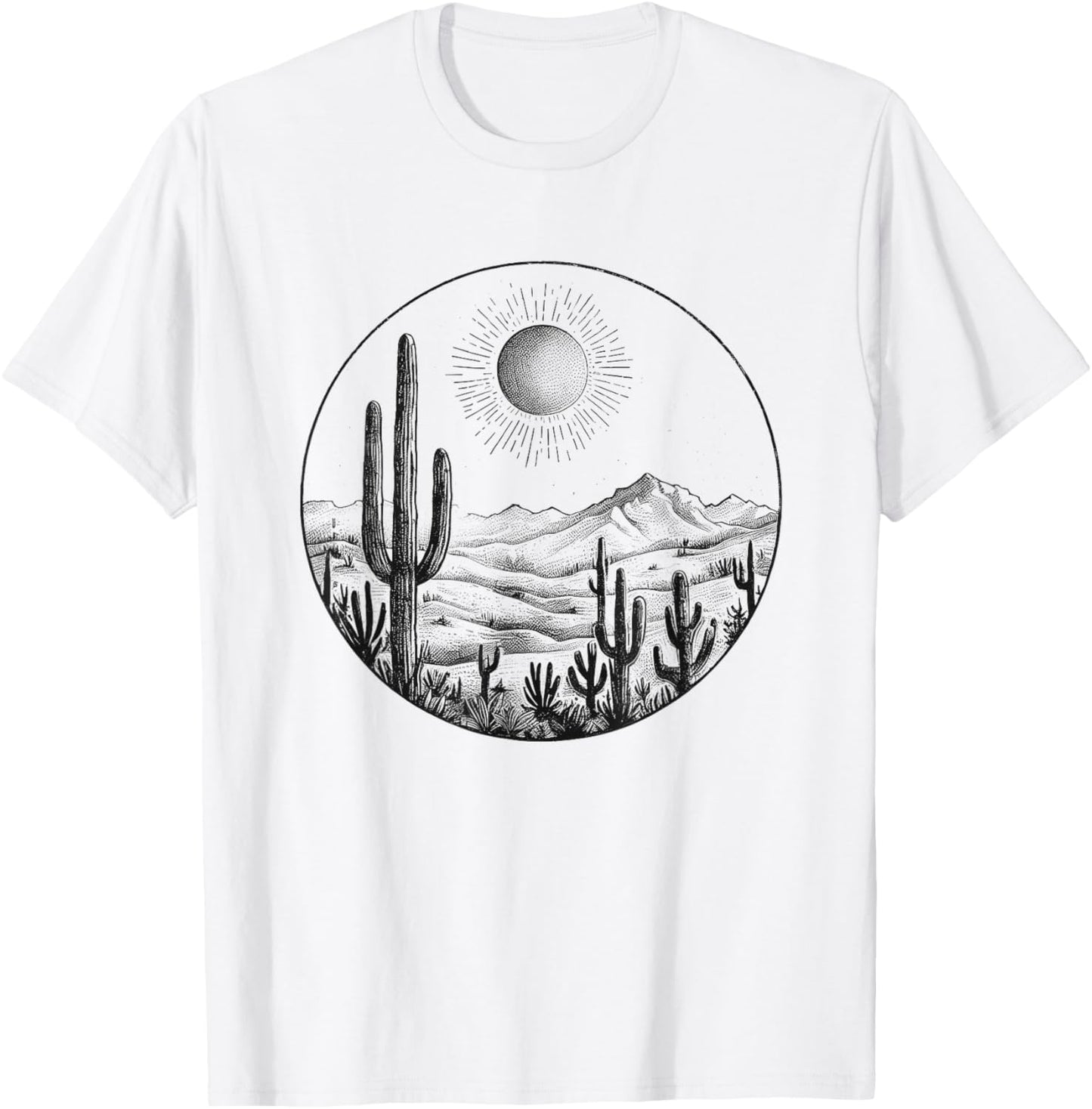 Desert Cactus Plants Adventure Arizona Cactus Scene Vintage T-Shirt - T-Shirt | White