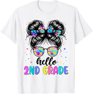 Hello 2nd Grade Shirt Girls Second Grade 1st Day of School T-Shirt - T-Shirt | White