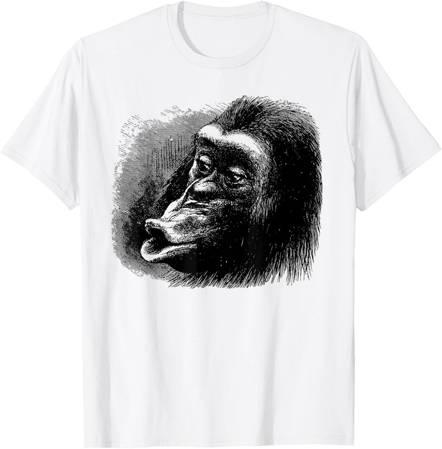 Chimpanzee Monkey Face Art-Vintage Chimp Funny Monkey T-Shirt - T-Shirt | White