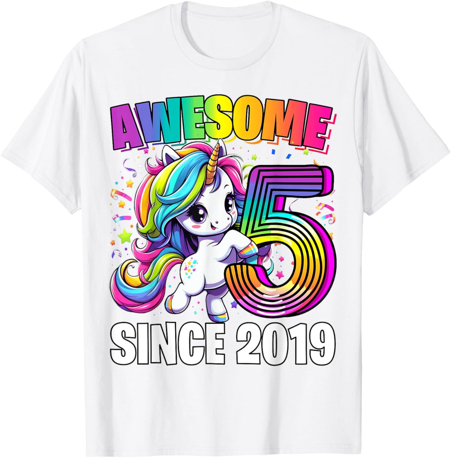 Unicorn 5th Birthday 5 Year Old Unicorn Party Girls Outfit T-Shirt - T-Shirt | White