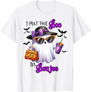 I Put The Boo In Boujee Ghost Halloween Cute Lady Ghost T-Shirt - T-Shirt | White