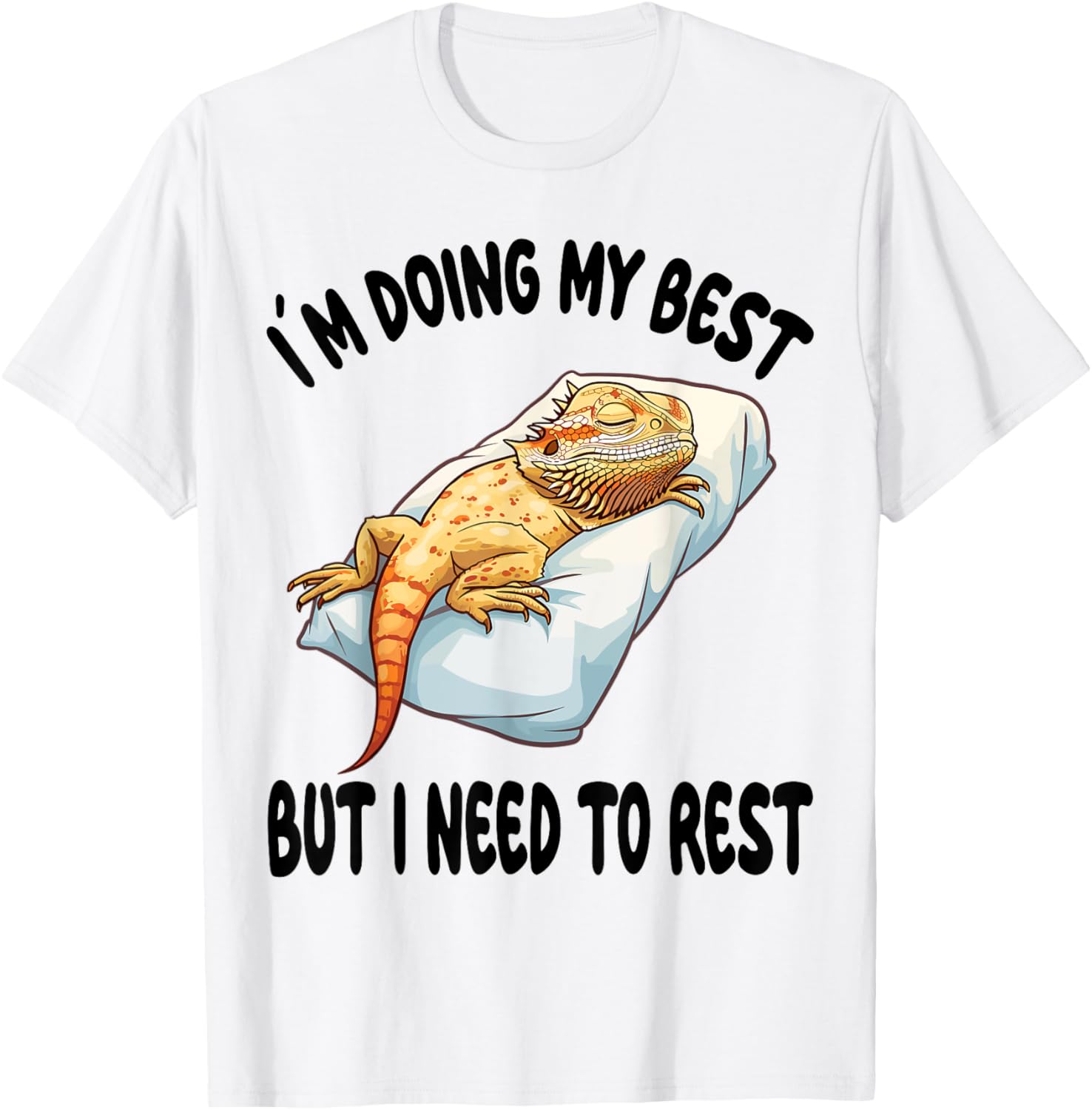 Bearded Dragon Pajamas Nightgown Sleeping Napping T-Shirt - T-Shirt | White