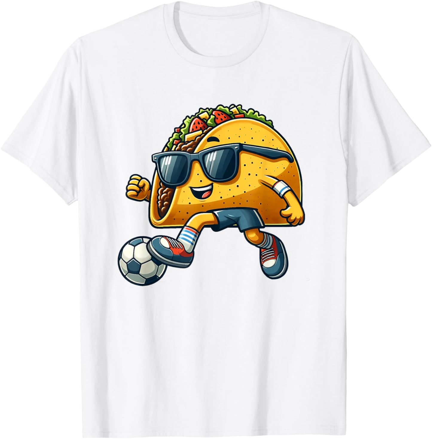 Taco Playing Soccer Mexican Cinco De Mayo Fiesta Kids Men T-Shirt - T-Shirt | White