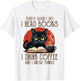I Read Books and I Know Things Cat Reading Coffee T-Shirt - T-Shirt | White