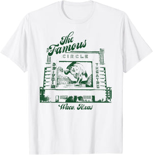 Vintage Circle Drive-In Movie Theater Outdoor Waco Texas T-Shirt - T-Shirt | White