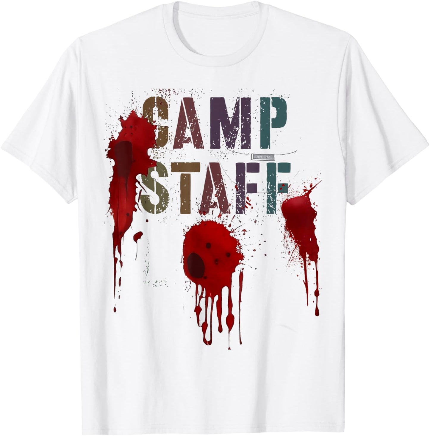 Funny CAMP STAFF Summer Campsite Camping Horror Bloody Meme T-Shirt - T-Shirt | White