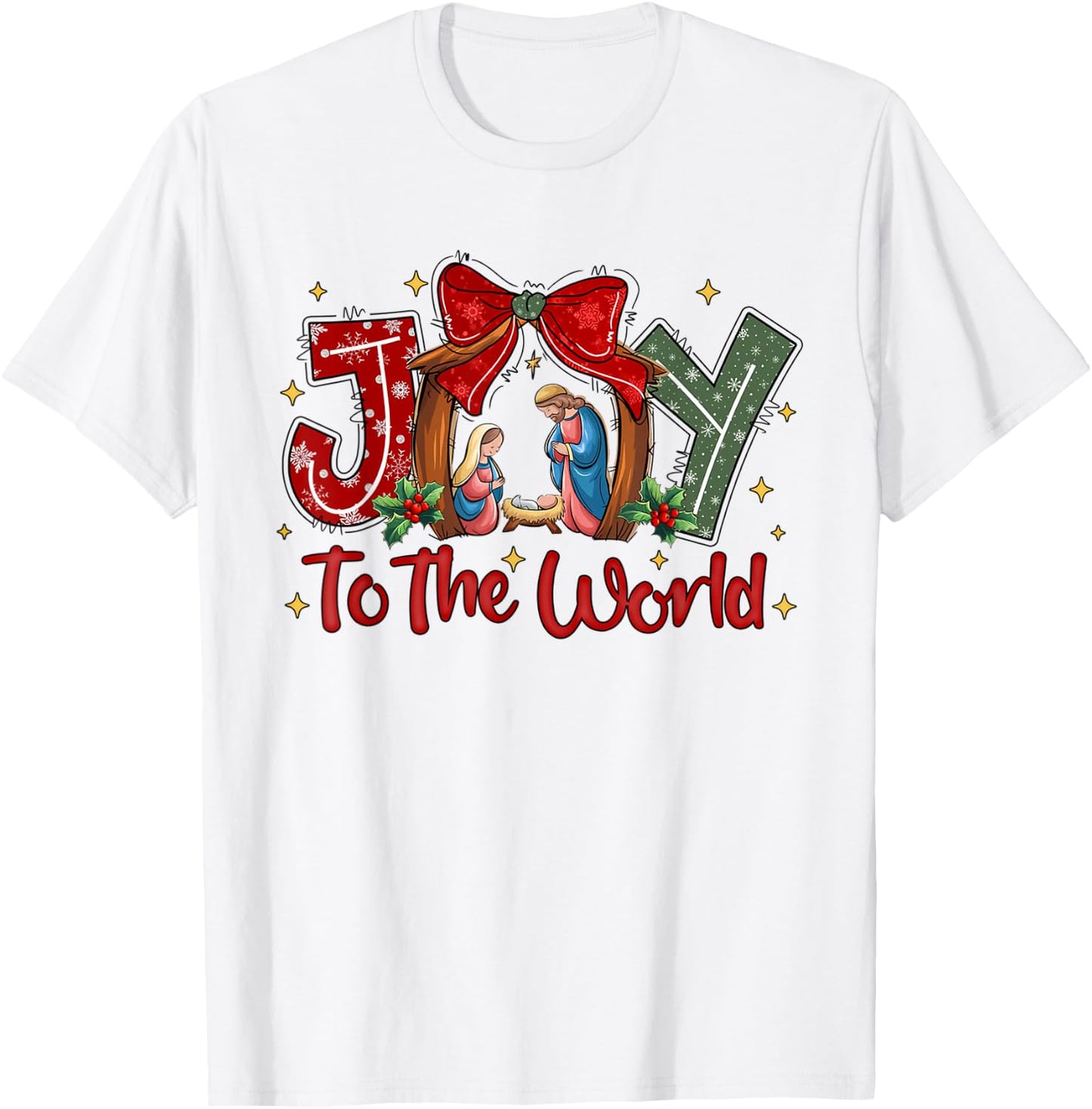Joy To The World Christian Christmas Coquette Oh Holy Night T-Shirt - T-Shirt | White